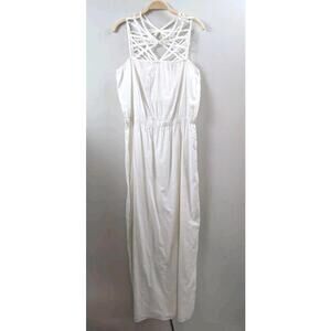 Susana Monaco White 100% Cotton Lined Criss Cross Strappy Maxi Dress Size 10